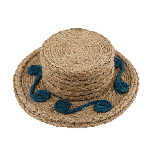 Jute Blue Flower Coaster Set, handmade coaster set , Round design Blue coasters C020