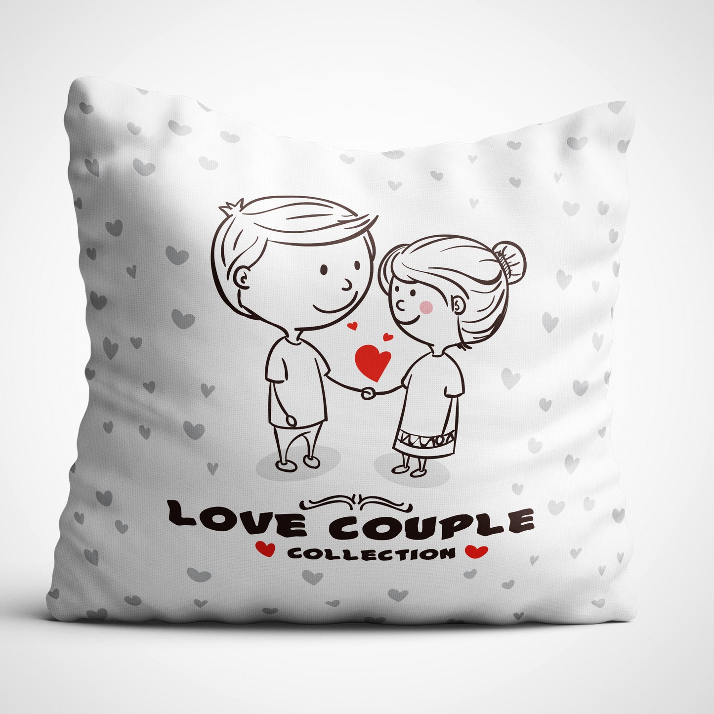 Indiyaza gift Love Couple Collection Digitally Printed Throw Pillow Cover/Case in Micro Stain Fabric Decorative for Couch Bed Car 12x12 cm Single with Filler Snow White