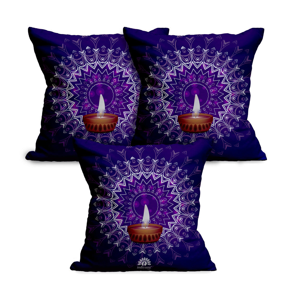 Indiyaza Gift Diwali Cushion Cover Micro Satin Cushion cover 12"X12" Set of 3