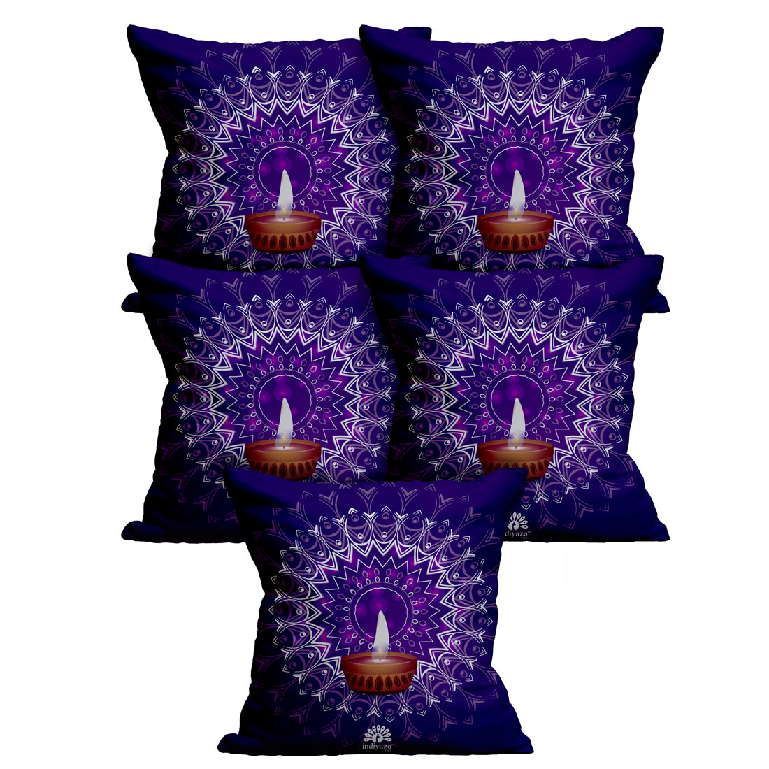 Indiyaza Gift Diwali Cushion Cover Micro Satin Cushion cover 12"X12" Set of 5