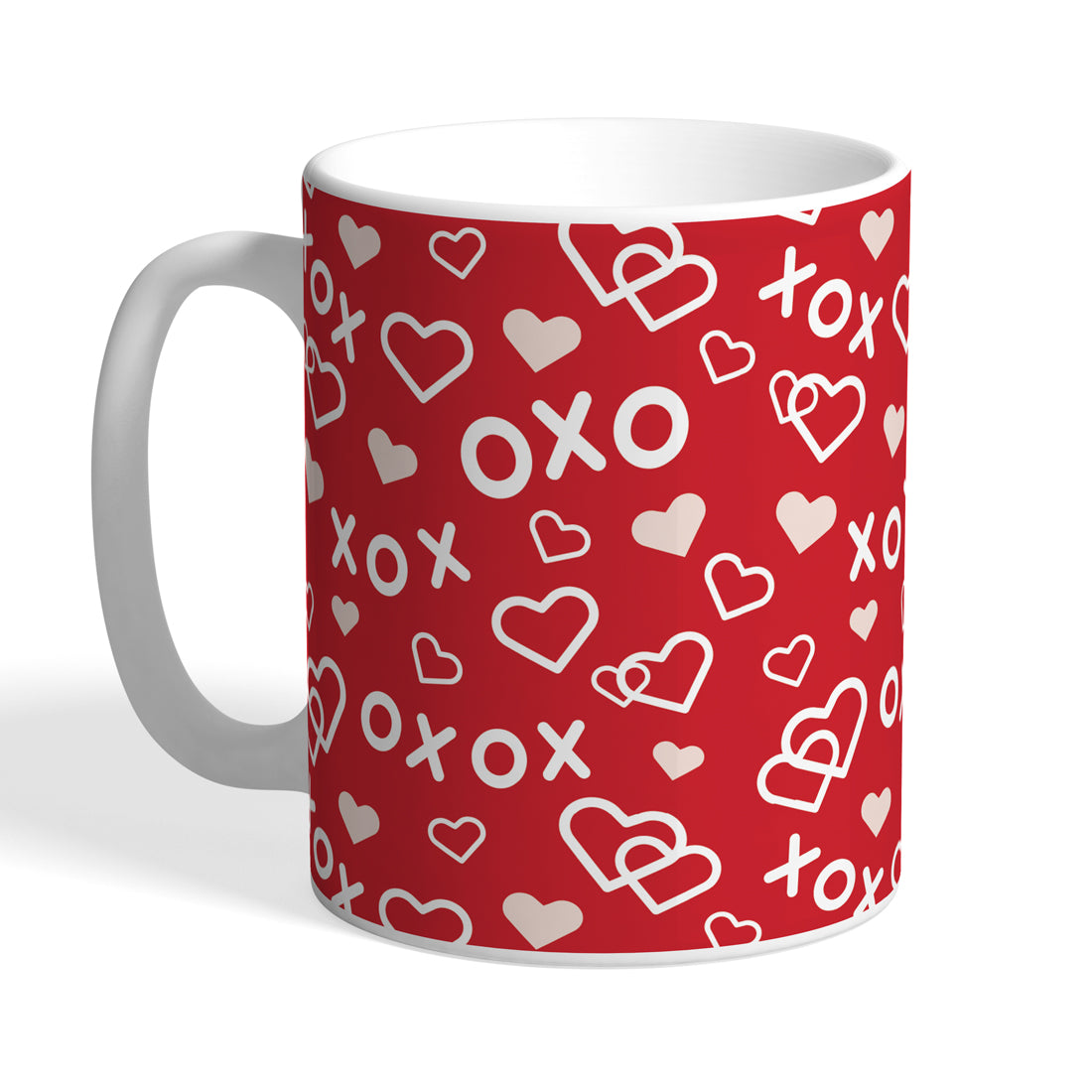 Indiyaza Gift Kitchen Heart Love Design Printed Ceramic Round Shape Tea and Coffee Mug&Cup Red (330ml)