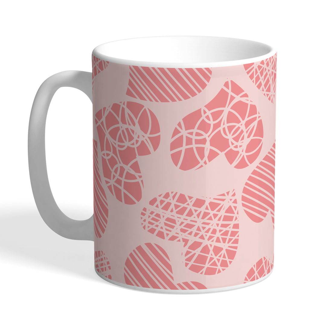 Indiyaza Gift Kitchen Décor Unique Heart Touching Love Design Printed Ceramic Round Shape Juice and Water Mug&Cup Red (330ml)