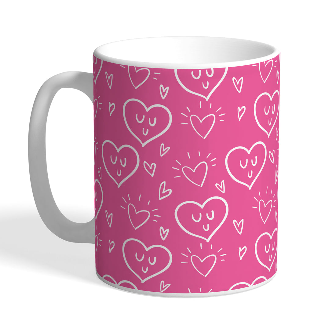Indiyaza Gift Kitchen Décor Beautiful Mouth Design Inclued With Love Design Printed Ceramic Round Shape Tea and Coffee Mug&Cup Pink (330ml)