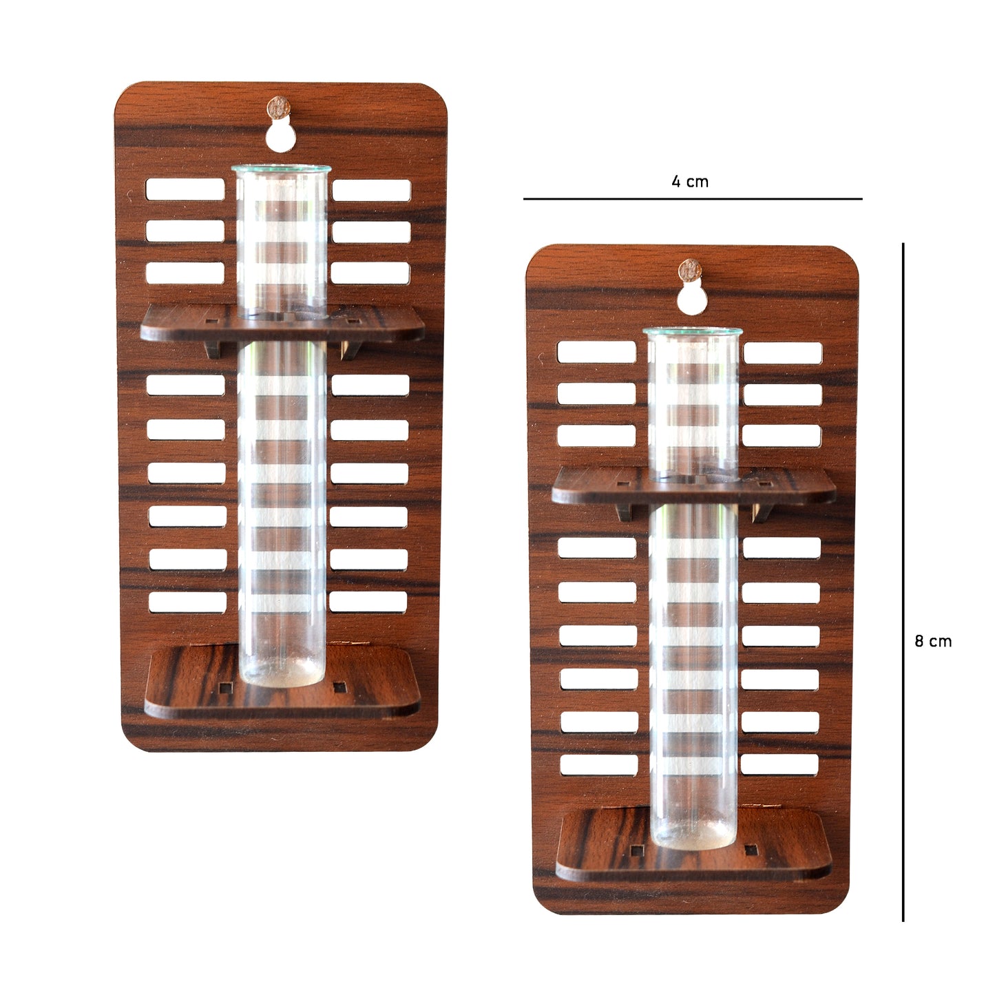 Wall Hanging Wooden Test Tube Planter Set of 2