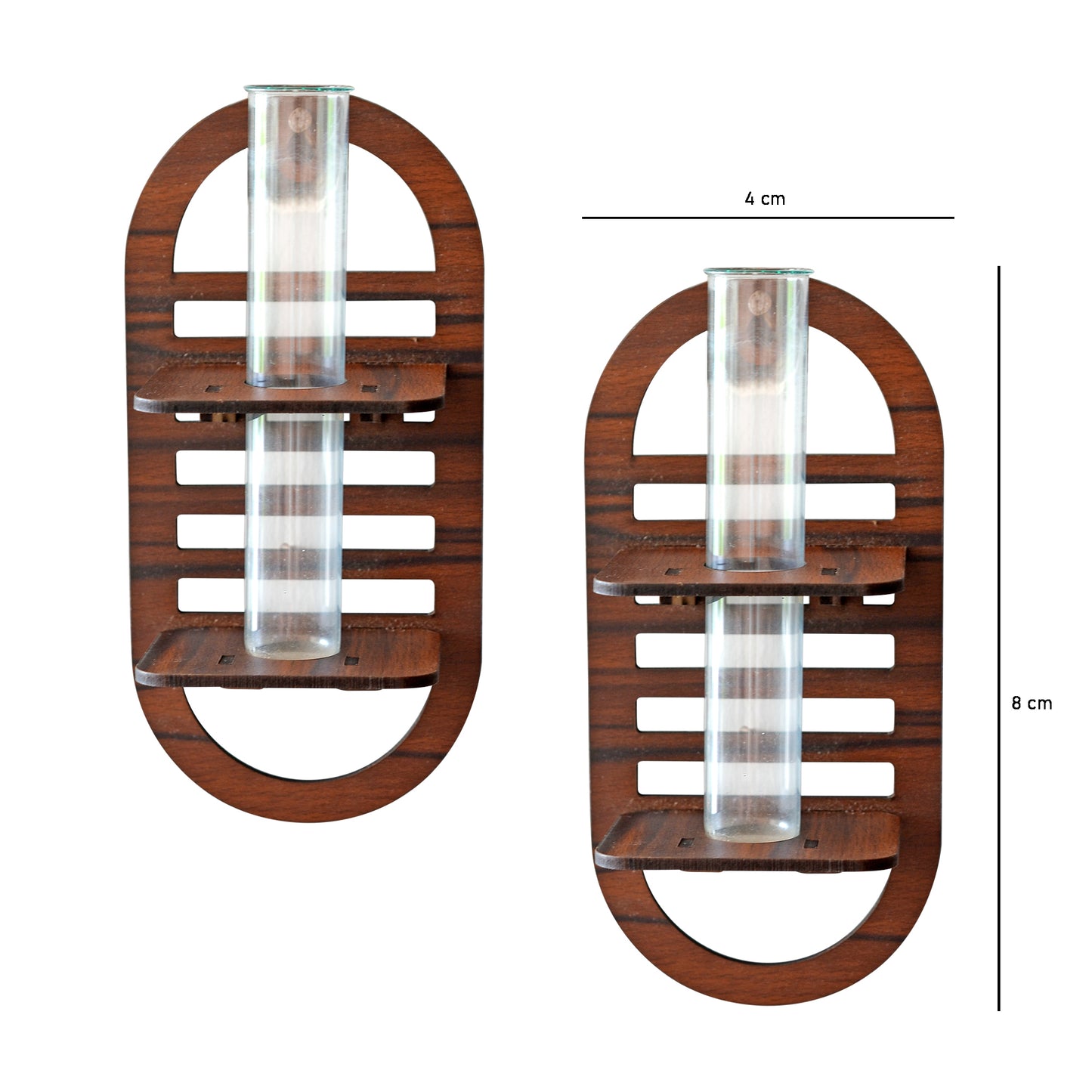 Wall Hanging Wooden Test Tube Planter Set of 2