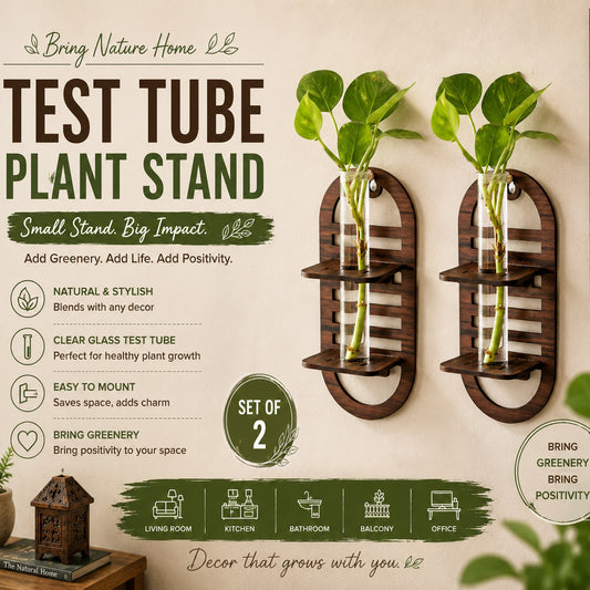 Wall Hanging Wooden Test Tube Planter Set of 2