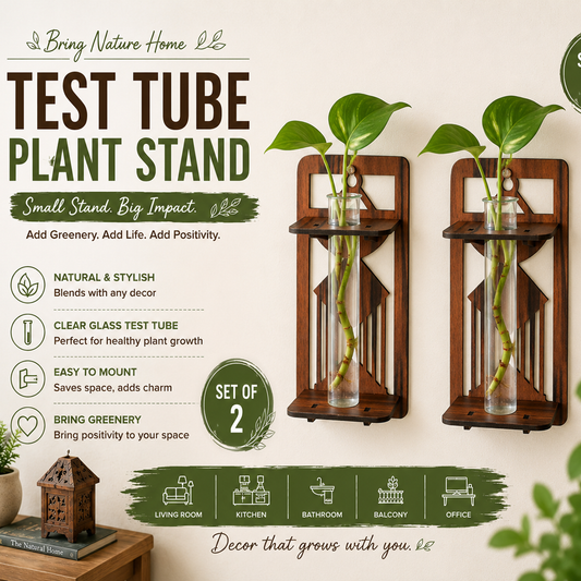Wall Hanging Wooden Test Tube Planter Set of 2