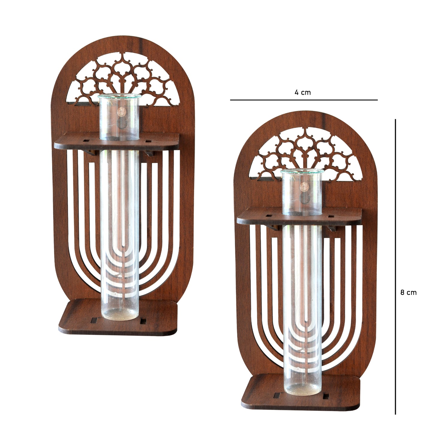 Wall Hanging Wooden Test Tube Planter Set of 2