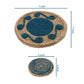 Jute Blue Flower  Coaster Set, handmade coaster set , Round design Blue coasters CS019