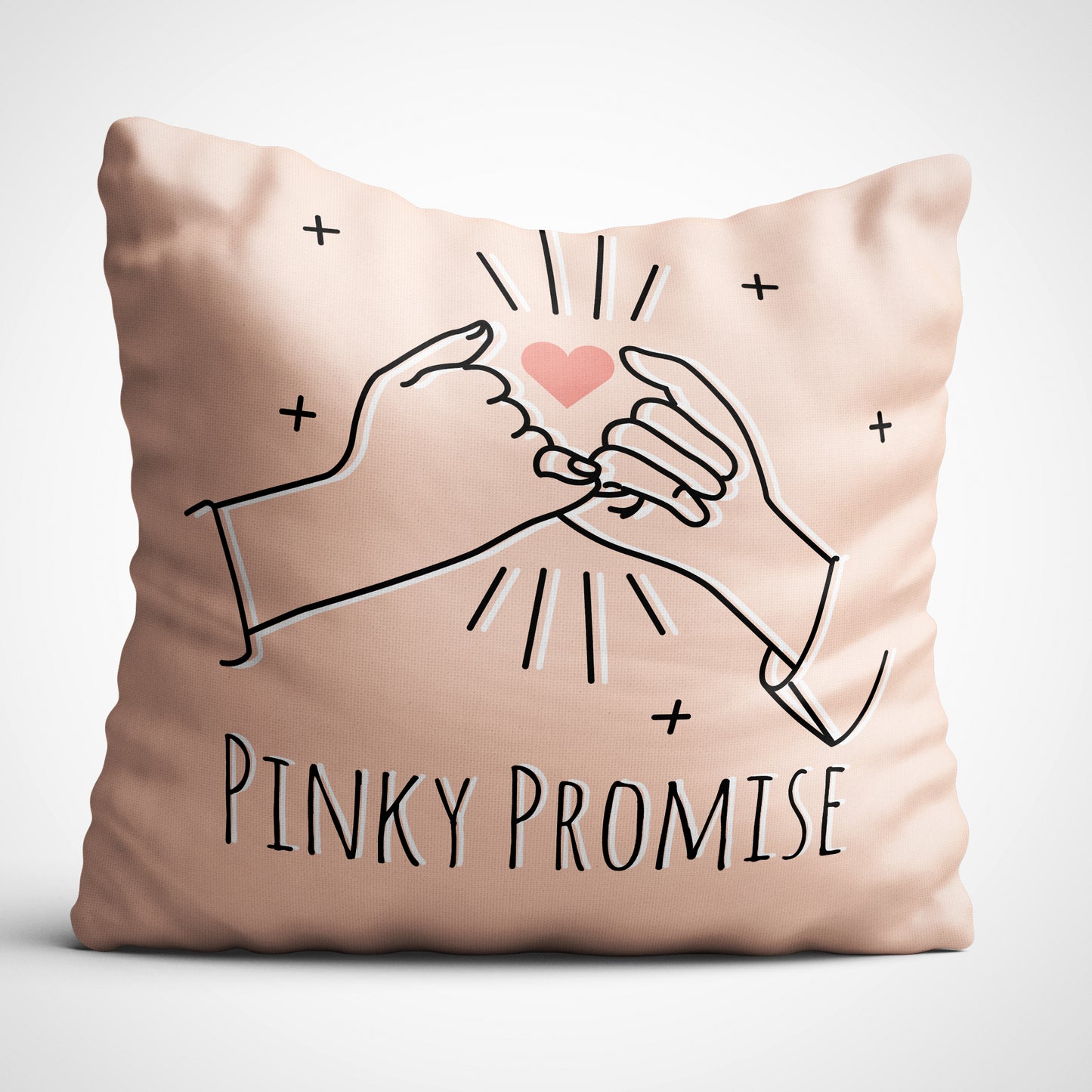 Indiyaza gift Pinky Promise Digitally Printed Throw Pillow Cover/Case in Micro Stain Fabric Decorative for Couch Bed Car 12x12 cm Single with Filler Sepia