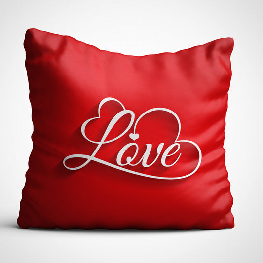 Indiyaza gift Love Digitally Printed Throw Pillow Cover/Case in Micro Stain Fabric Decorative for Couch Bed Car 12x12 cm Single with Filler Red