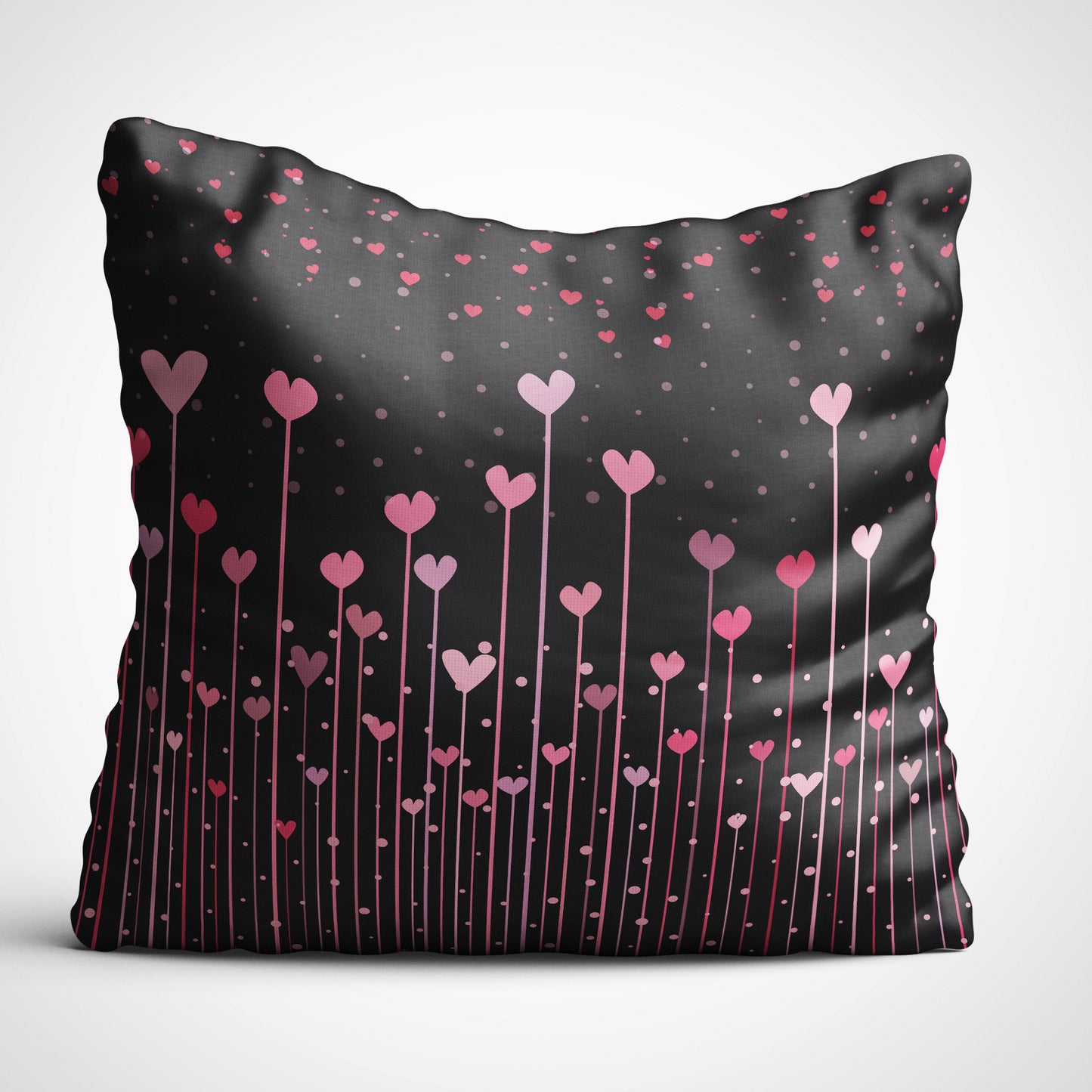 Indiyaza gift Heart Baloons Digitally Printed Throw Pillow Cover/Case in Micro Stain Fabric Decorative for Couch Bed Car 12x12 cm Single with Filler Black