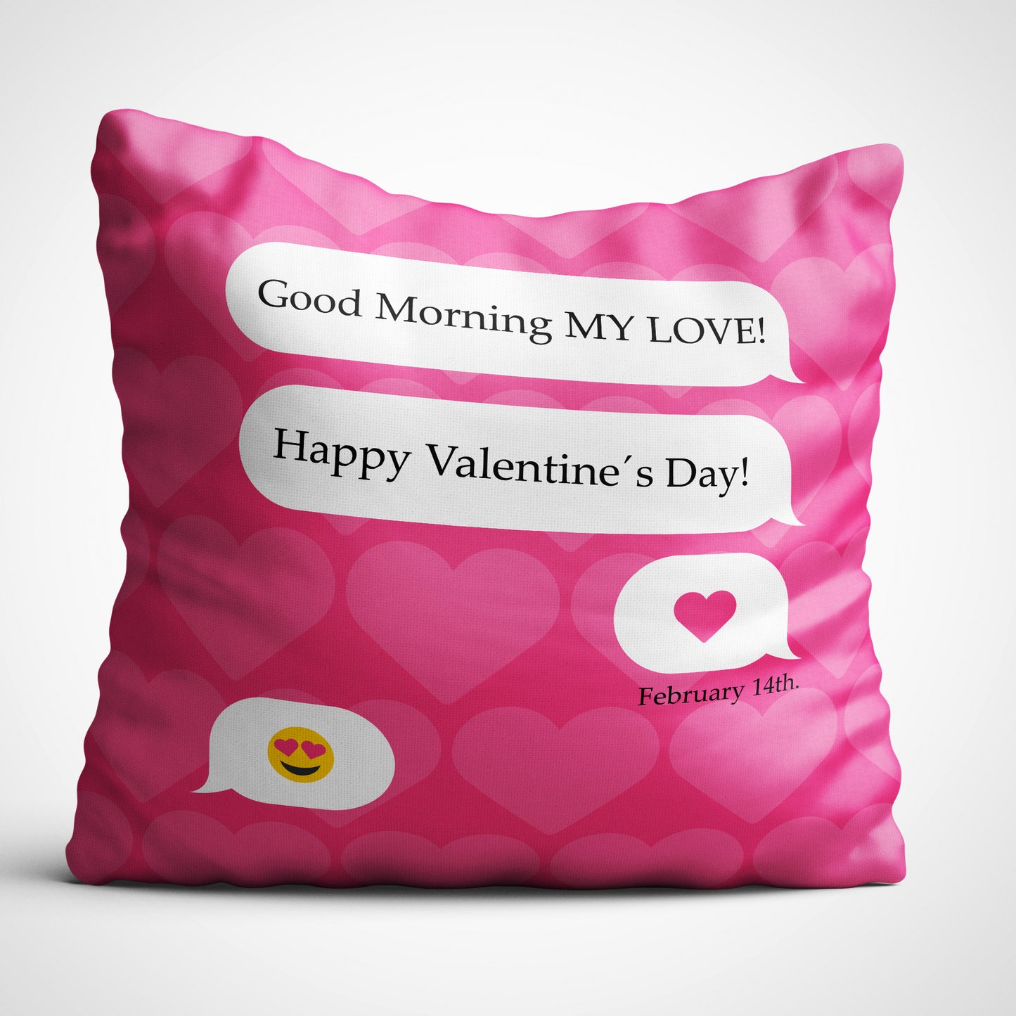 Indiyaza gift Valentine's Day Statement Digitally Printed Throw Pillow Cover/Case in Micro Stain Fabric Decorative for Couch Bed Car 12x12 cm Single with Filler Pink