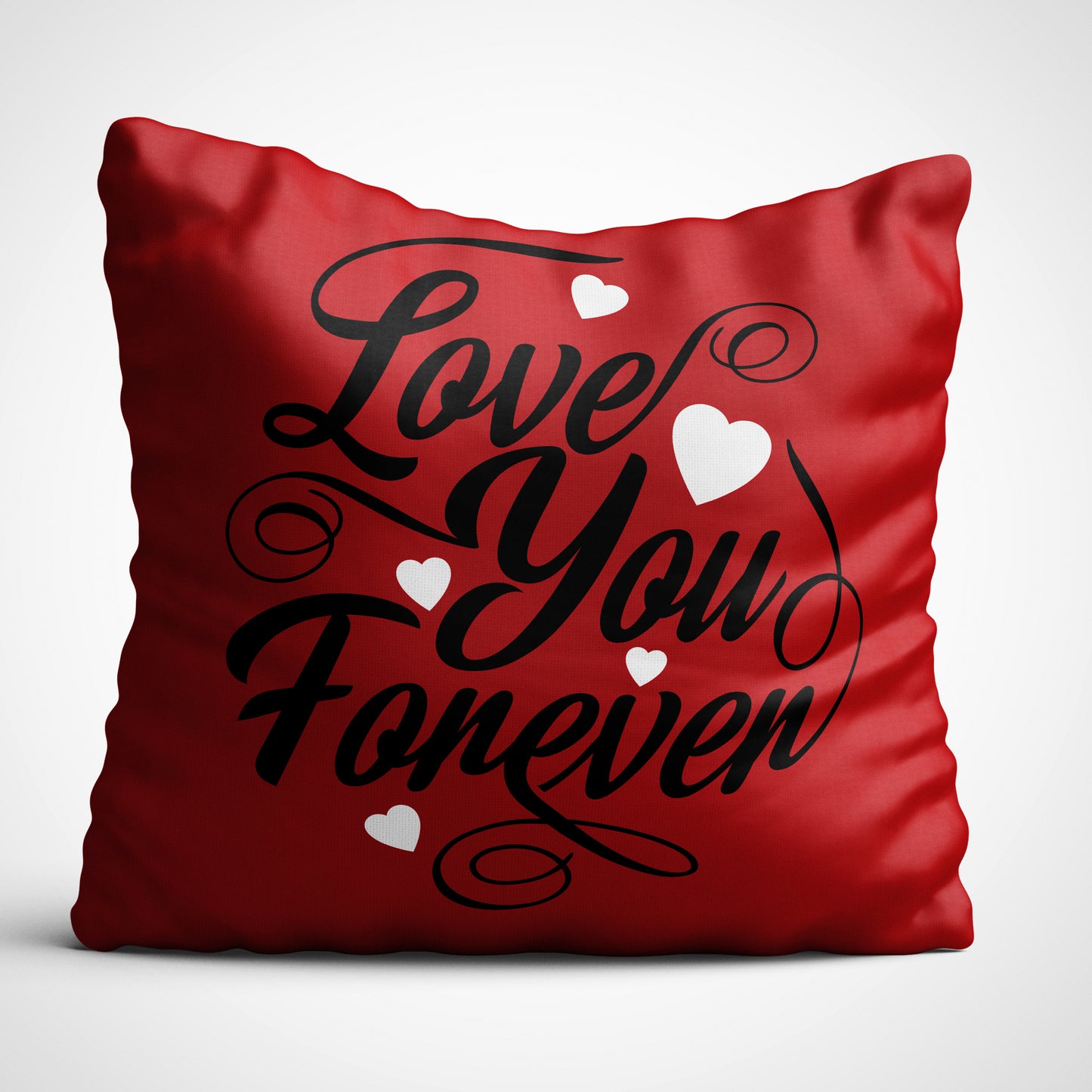 Indiyaza gift Love You Forever Digitally Printed Throw Pillow Cover/Case in Micro Stain Fabric Decorative for Couch Bed Car 12x12 cm Single with Filler Berry Red