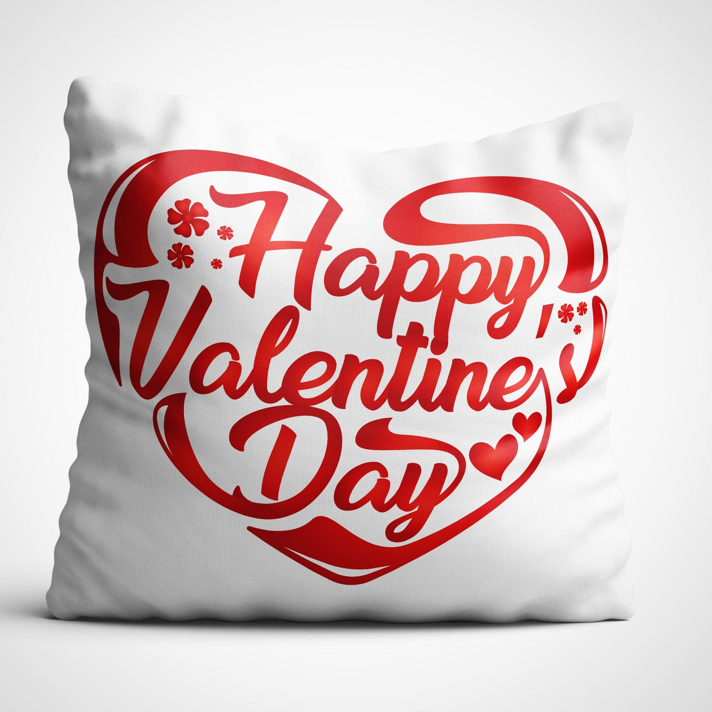 Indiyaza gift Happy Valentine's Day Digitally Printed Throw Pillow Cover/Case in Micro Stain Fabric Decorative for Couch Bed Car 12x12 cm Single with Filler Pearl White