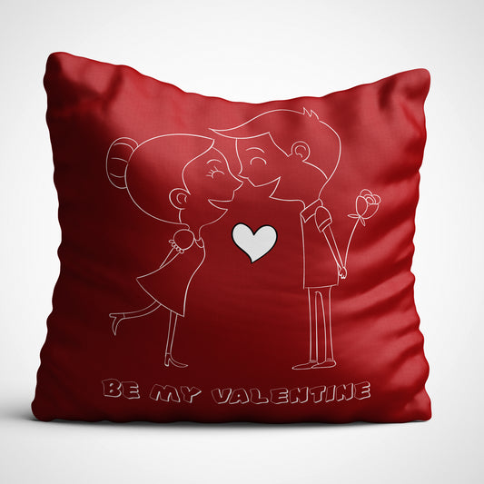 Indiyaza gift Be My Valentine Digitally Printed Throw Pillow Cover/Case in Micro Stain Fabric Decorative for Couch Bed Car 12x12 cm Single with Filler Cloud Cherry Red