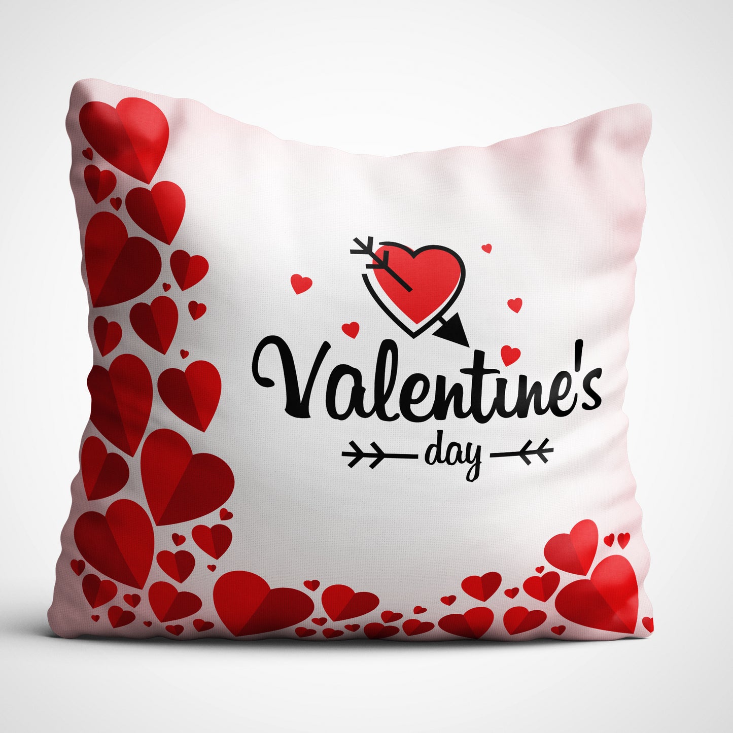 Indiyaza gift Valentine's Day Digitally Printed Throw Pillow Cover/Case in Micro Stain Fabric Decorative for Couch Bed Car 12x12 cm Single with Filler Cloud White