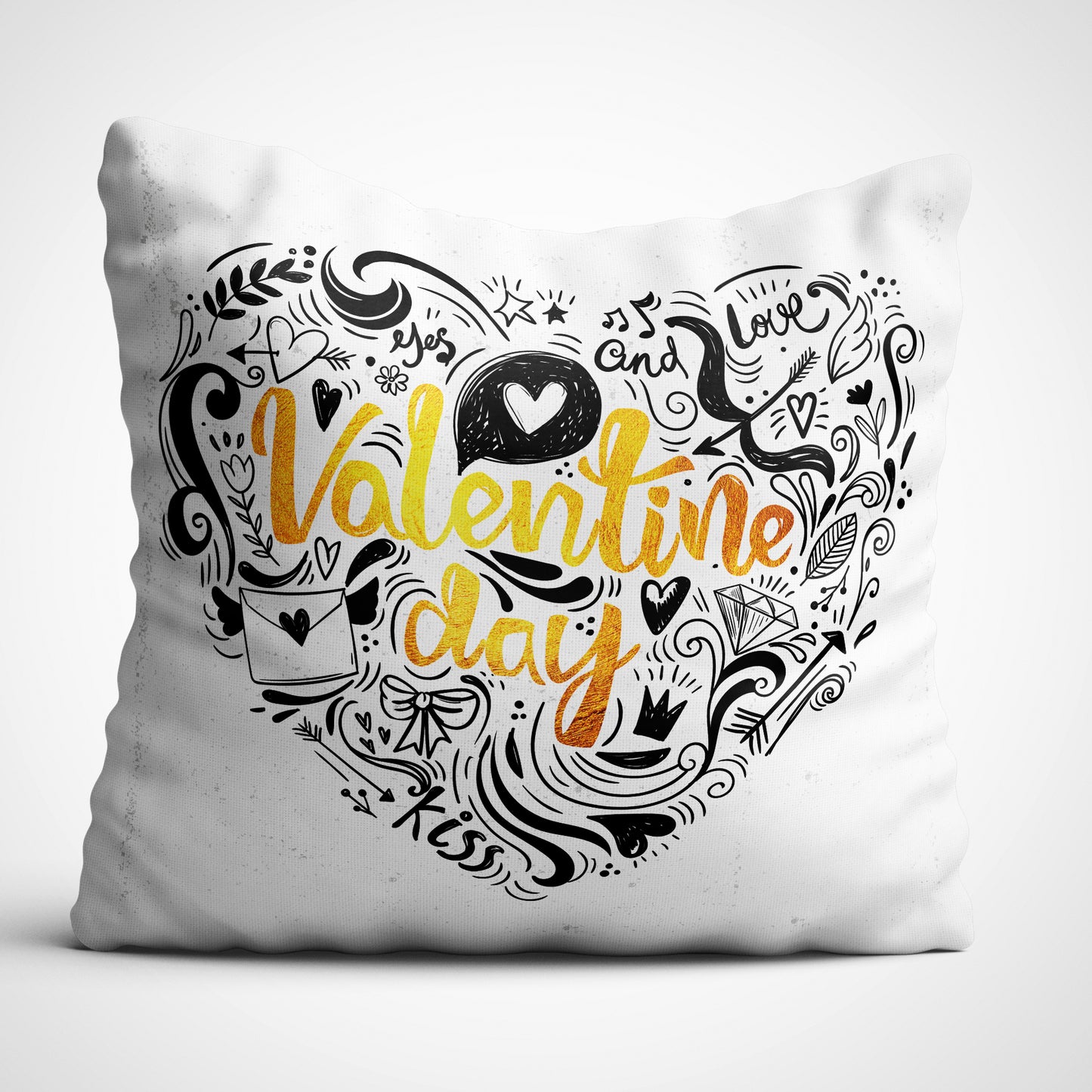 Indiyaza gift Valentine Day Digitally Printed Throw Pillow Cover/Case in Micro Stain Fabric Decorative for Couch Bed Car 12x12 cm Single with Filler Snow White