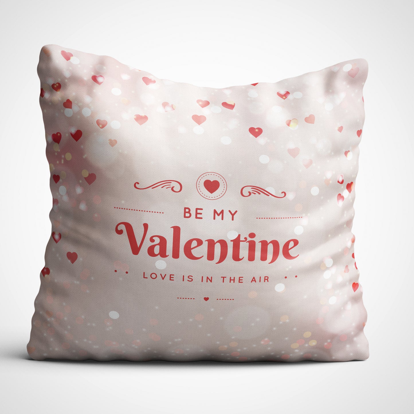 Indiyaza gift Be My Valentine Digitally Printed Throw Pillow Cover/Case in Micro Stain Fabric Decorative for Couch Bed Car 12x12 cm Single with Filler Sepia Pink