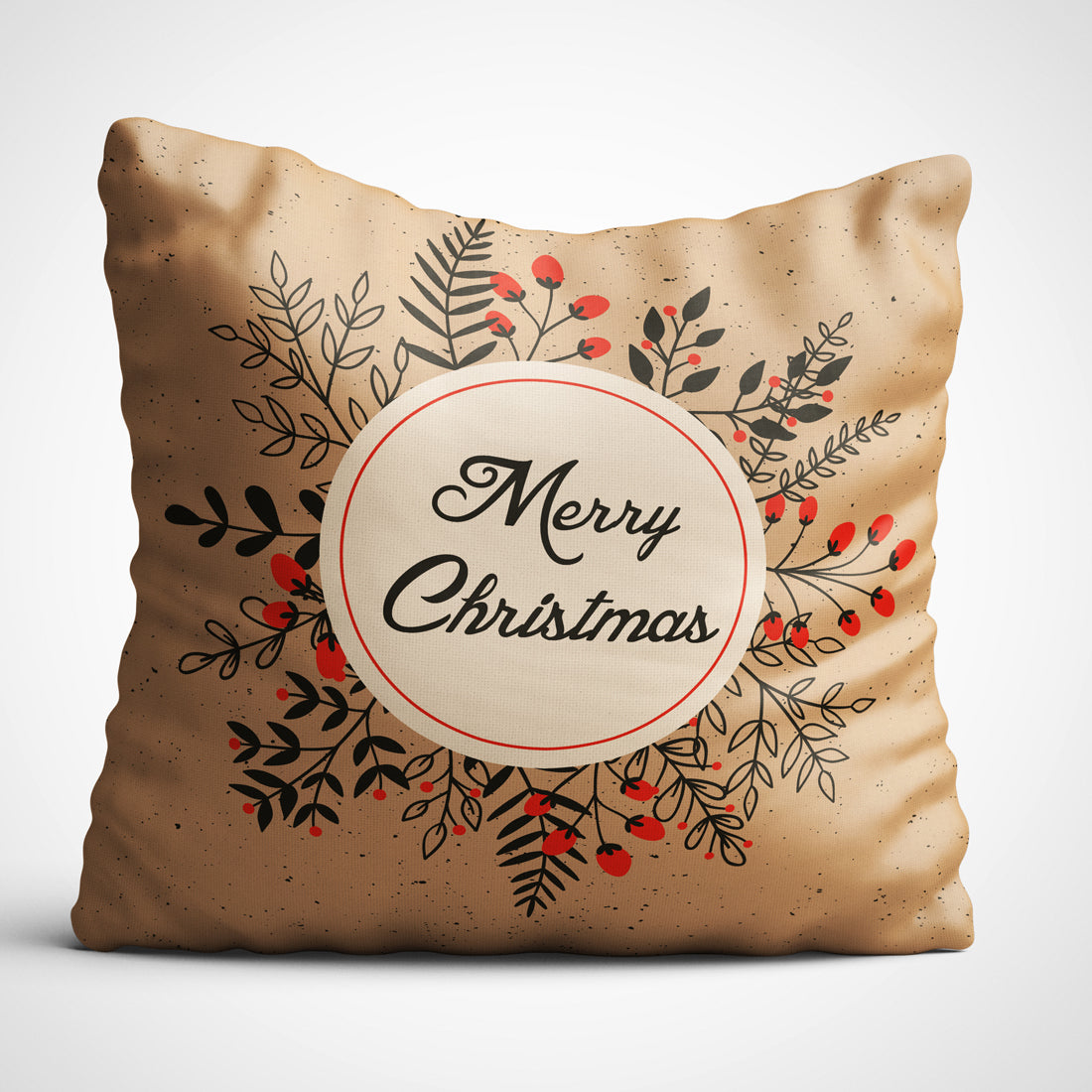 Indiyaza GiftChristmas Cushions and Happiness Printed Cushion Cover 12x12 inches with Filler - Christmas Cushion, Christmas Decorations for House, Xmas Decorations