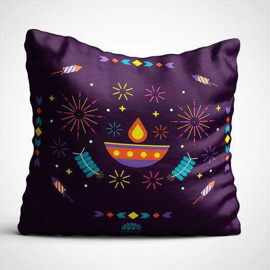 Indiyaza Gift Cushion Cover for Diwali with Vaccum Filler 12"X12"