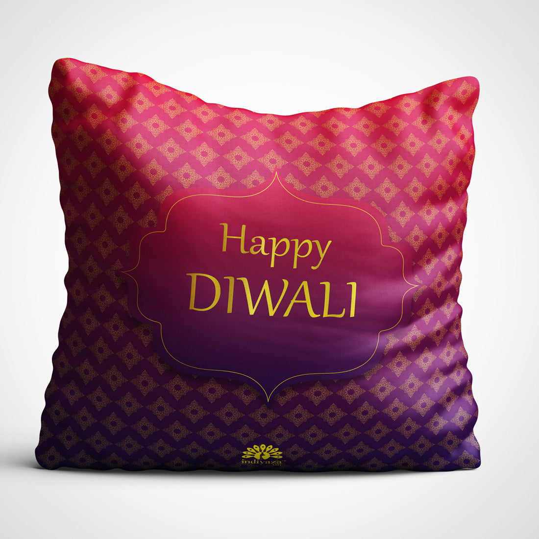 Indiyaza Gift Cushion Cover Happy Diwali Micro Satin Cushion cover 12"X12"