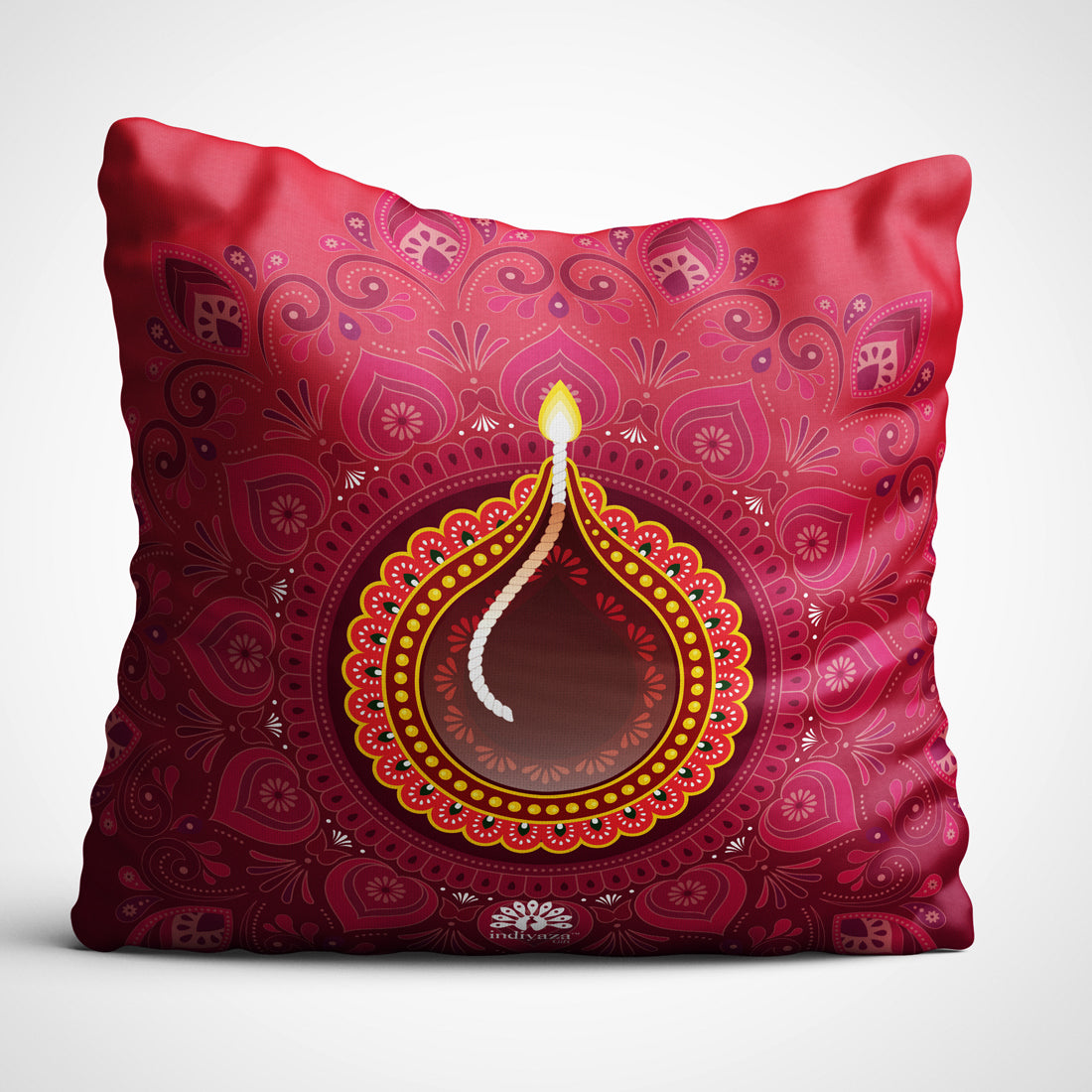 Indiyaza Gift Cushion Cover Rangoli  Micro Satin Cushion cover 12"X12"