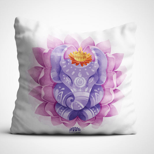 Indiyaza Gift Cushion Cover Ganeshay Cushion Cover Micro Satin Cushion cover 12"X12"