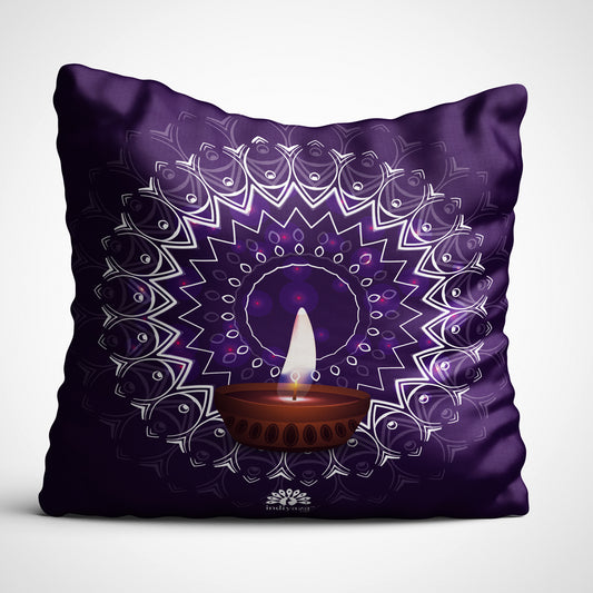 Indiyaza Gift Diwali Cushion Cover  Micro Satin Cushion cover 12"X12"