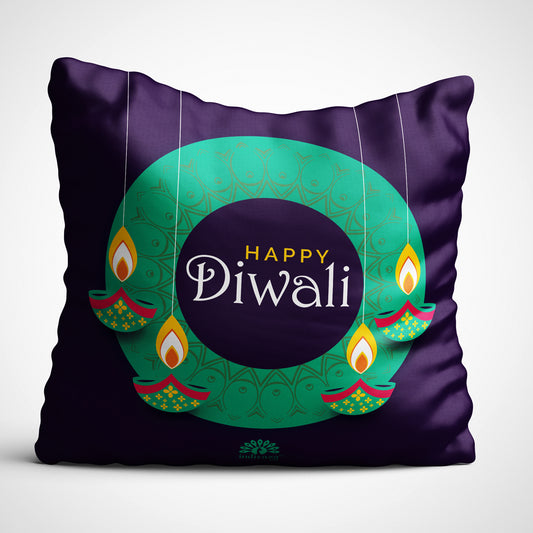 Indiyaza Gift Micro Satin Cushion Cover for Diwali 12"X12"