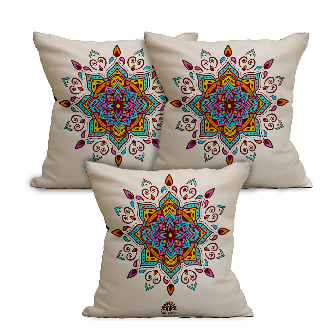 Indiyaza Gift Rangoli Cushion Cover Set of 3 12"X12"