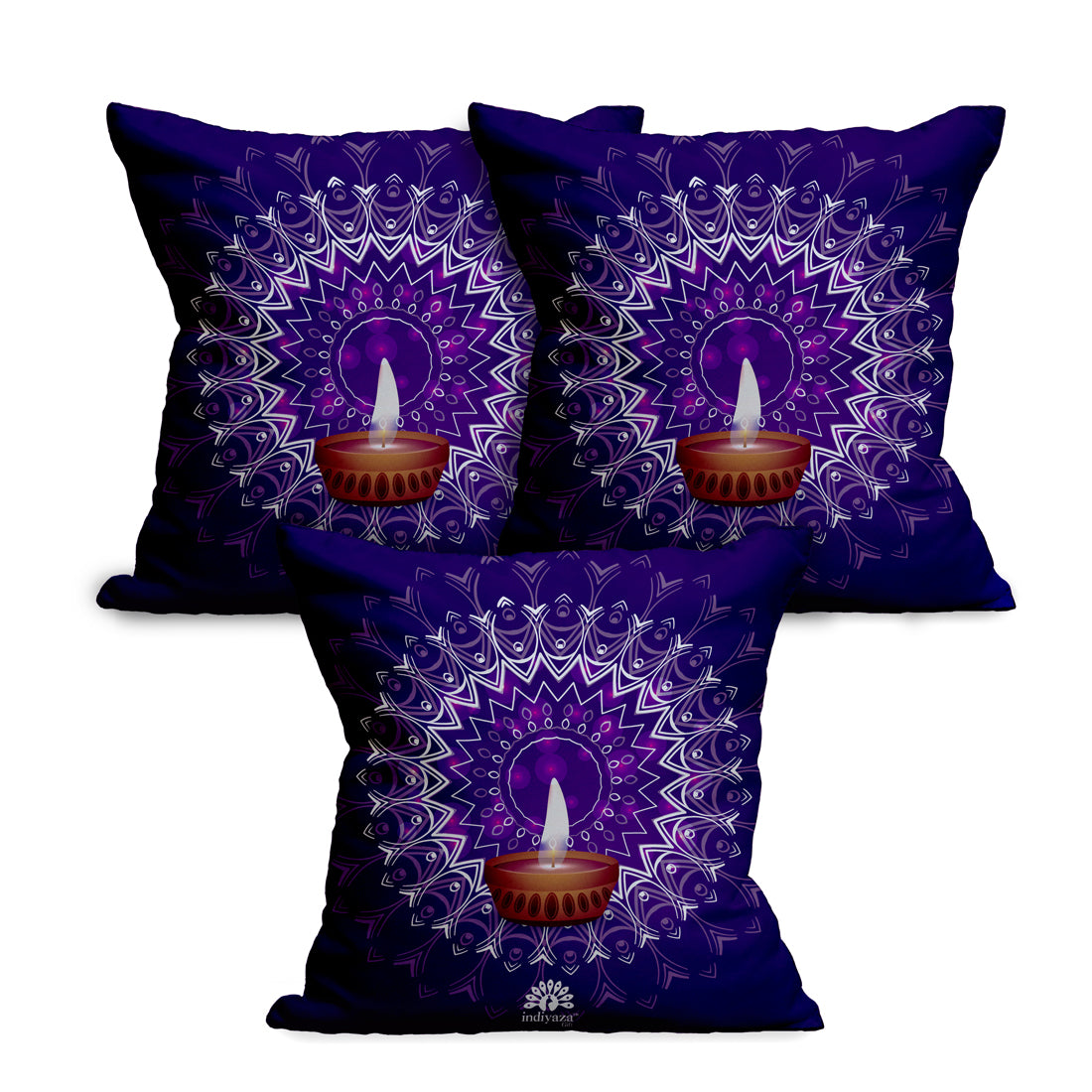 Indiyaza Gift Diwali Cushion Cover  Micro Satin Cushion cover 12"X12" Set of 3