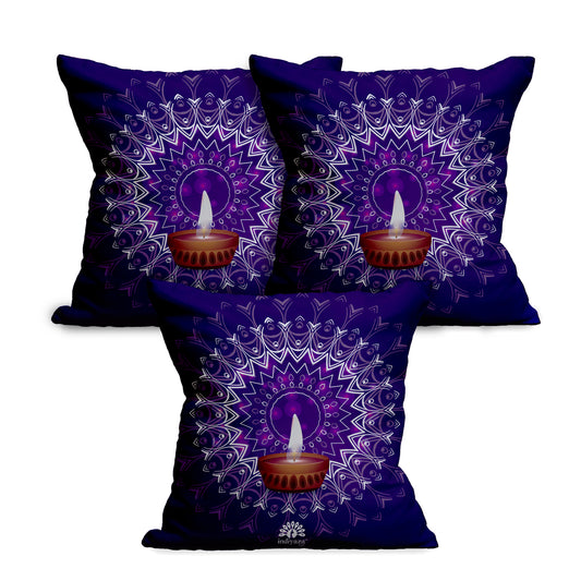 Indiyaza Gift Diwali Cushion Cover  Micro Satin Cushion cover 12"X12" Set of 3