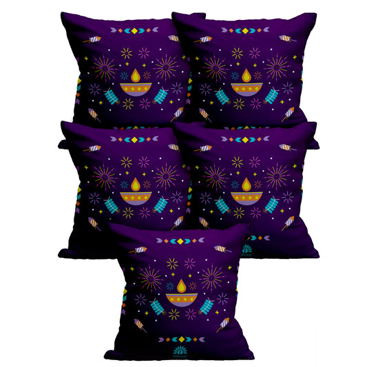 Indiyaza Gift Cushion Cover for Diwali Set of 5 12"X12"