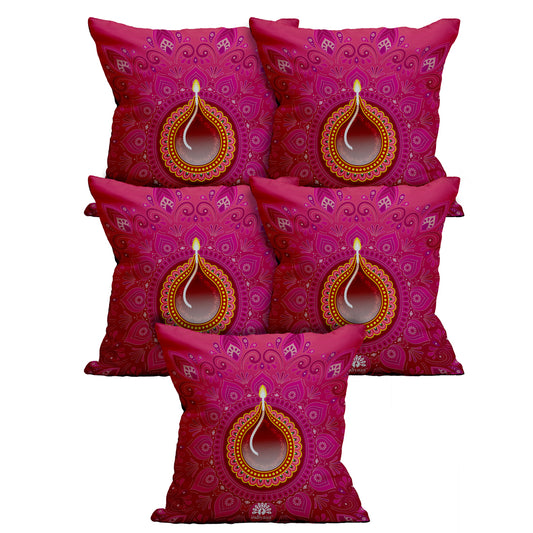 Indiyaza Gift Cushion Cover Rangoli  Micro Satin Cushion cover 12"X12" Set of 5