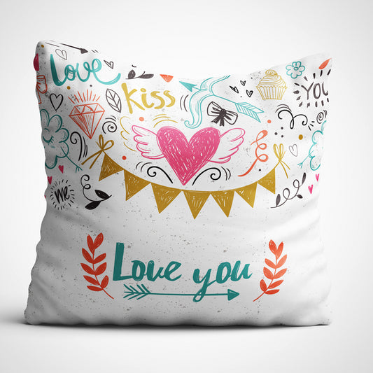 Indiyaza Gift for kiss love you valentine's day gift for girlfriend boyfriend cushions 12x12