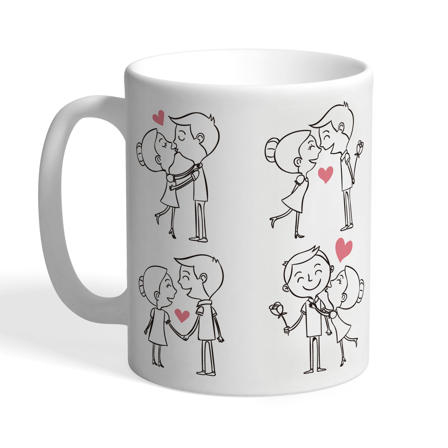 Indiyaza Gift Valentine Gift For Him Her Couple Together Swing Fell In Love & Kiss Me Coffee Mug Whtie