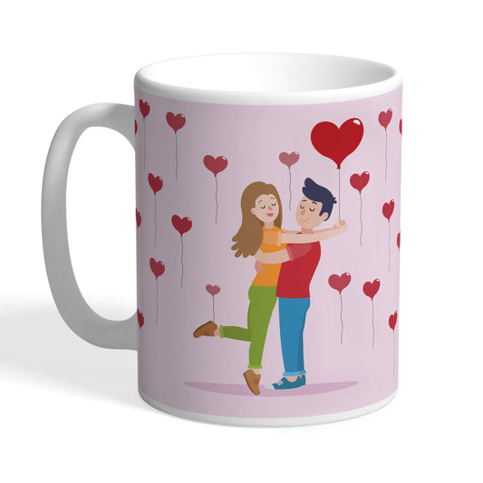 Indiyaza Gift Hug Me Valentine's Coffee Mug Girlfriend & Boyfriend Light Pink