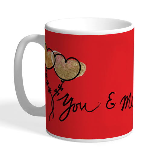 Indiyaza Gift Love you & Me Ceramic Coffee mug ( Red Colour 325ml )