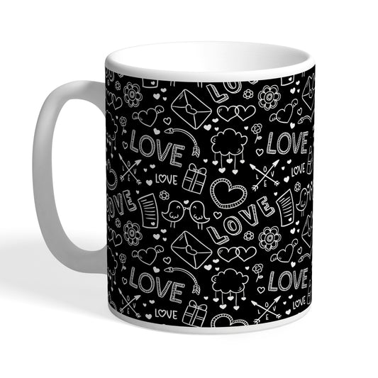 Indiyaza Gift Love Heart Message story Ceramic Coffee Mug Black