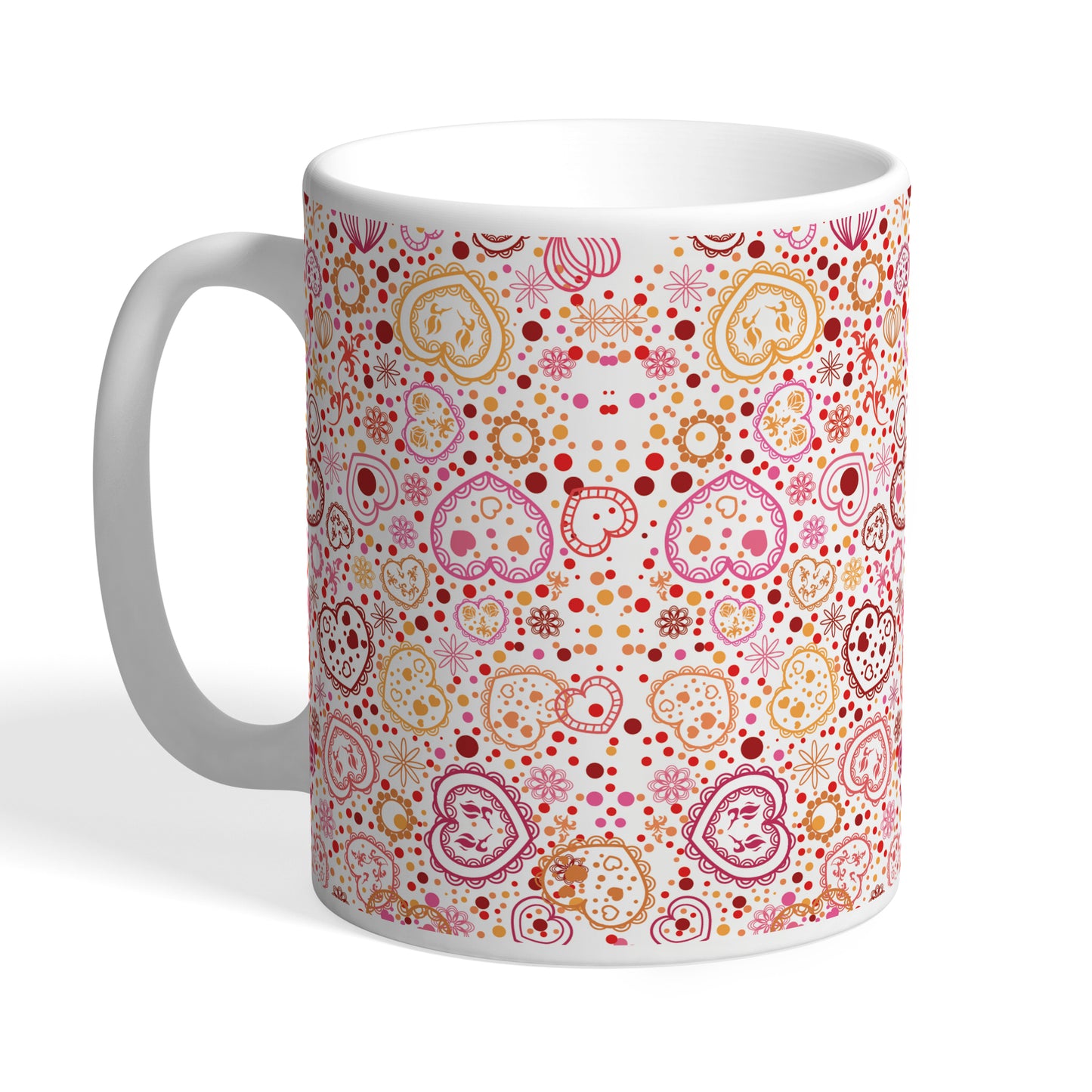 Indiyaza Gift Ceramic Love Simble Artistic Floral Doodle Coffee Mug (White, 330 ml)