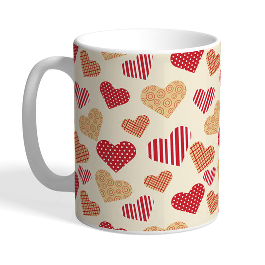 Indiyaza Gift Kitchen Different Heart Love Design Printed Ceramic Round Shape Tea and Coffee Mug&Cup Red (330ml)