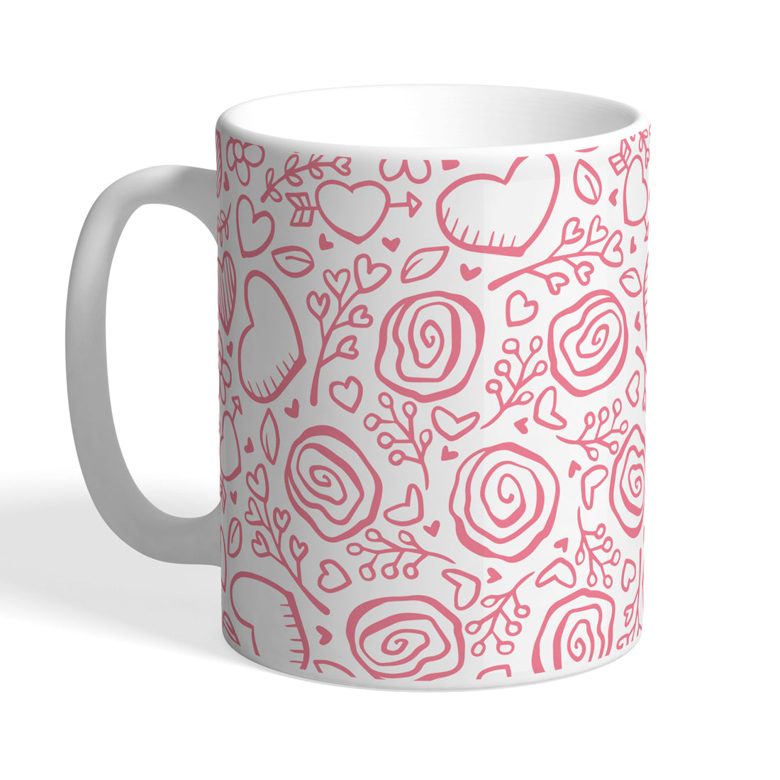 Indiyaza Gift Kitchen Décor Unique Botanical Print Love Design Printed Ceramic Round Shape Juice and Water Mug&Cup Red (330ml)