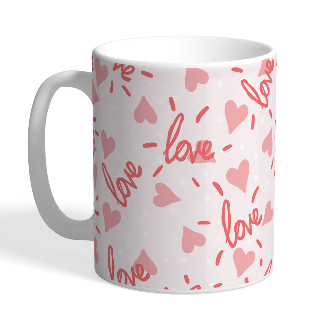 Indiyaza Gift Kitchen Décor Unique Beautiful Love Print Design Printed Ceramic Round Shape Juice and Milk Mug&Cup Red (330ml)