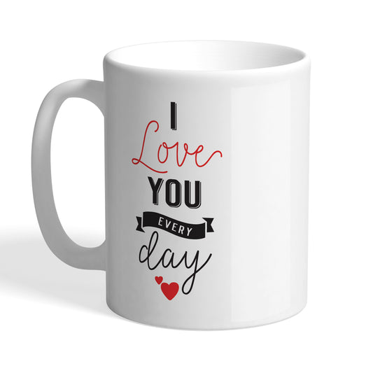 Indiyaza Gift Kitchen Décor Beautiful "I Love You Everyday" Print Love Design Printed Ceramic Round Shape Tea and Coffee Mug&Cup Black (330ml)