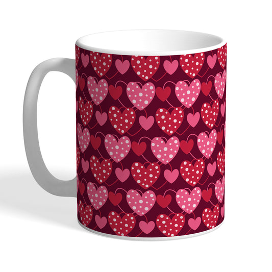 Indiyaza Gift Kitchen Décor Beautiful and Simple Love Design Printed Ceramic Round Shape Tea and Coffee Mug&Cup Red (330ml)