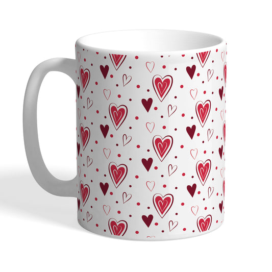 Indiyaza Gift Kitchen Décor Attractive and Simple Love Design Printed Ceramic Round Shape Tea and Coffee Mug&Cup Red (330ml)