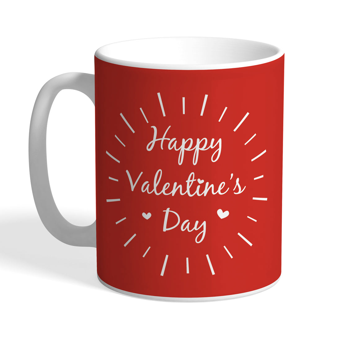 Indiyaza Gift Kitchen Décor Charm and Beautiful "Happy Valentine Day" Print With Love Design Printed Ceramic Round Shape Milk and Water Mug Red (330ml)