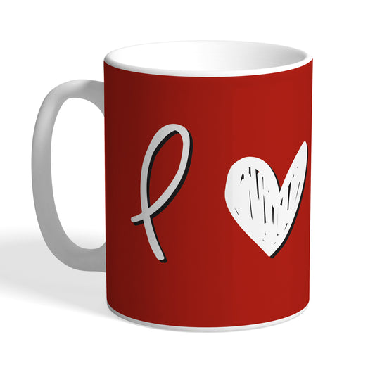 Indiyaza Gift Kitchen Décor"l"Print Attractive and Simple Love Design Printed Ceramic Round Shape Tea and Coffee Mug&Cup Red (330ml)