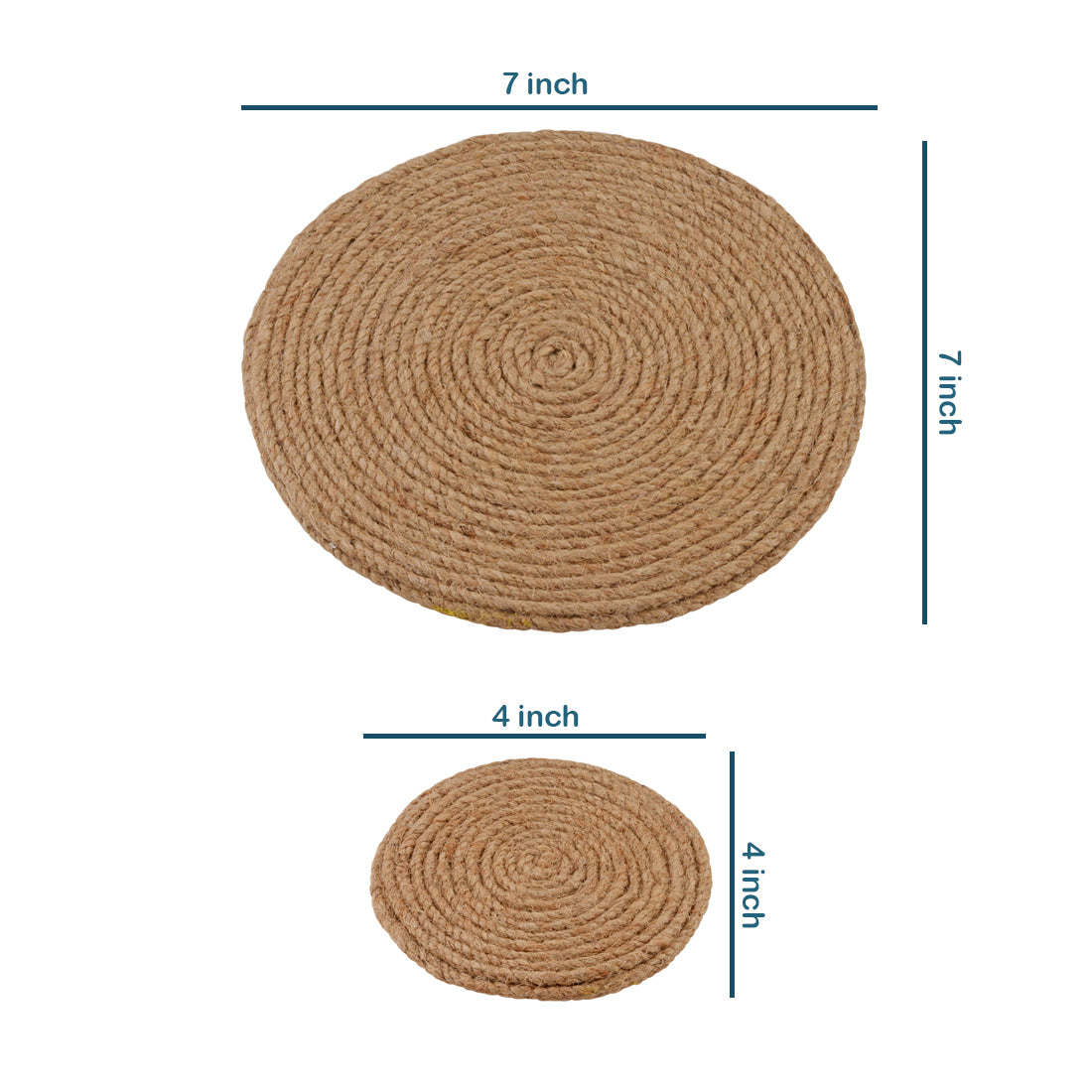 Jute Coaster Set, handmade coaster set, Brown Round design coasters Set CS10